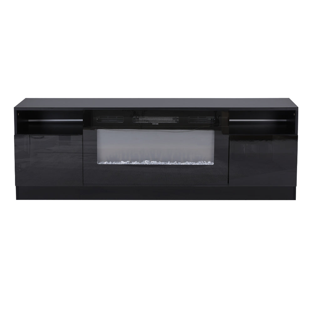 Modern Electric Fireplace TV Stand with LED Flame & Storage Electric Heater Unit