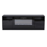 Modern Electric Fireplace TV Stand with LED Flame & Storage Electric Heater Unit