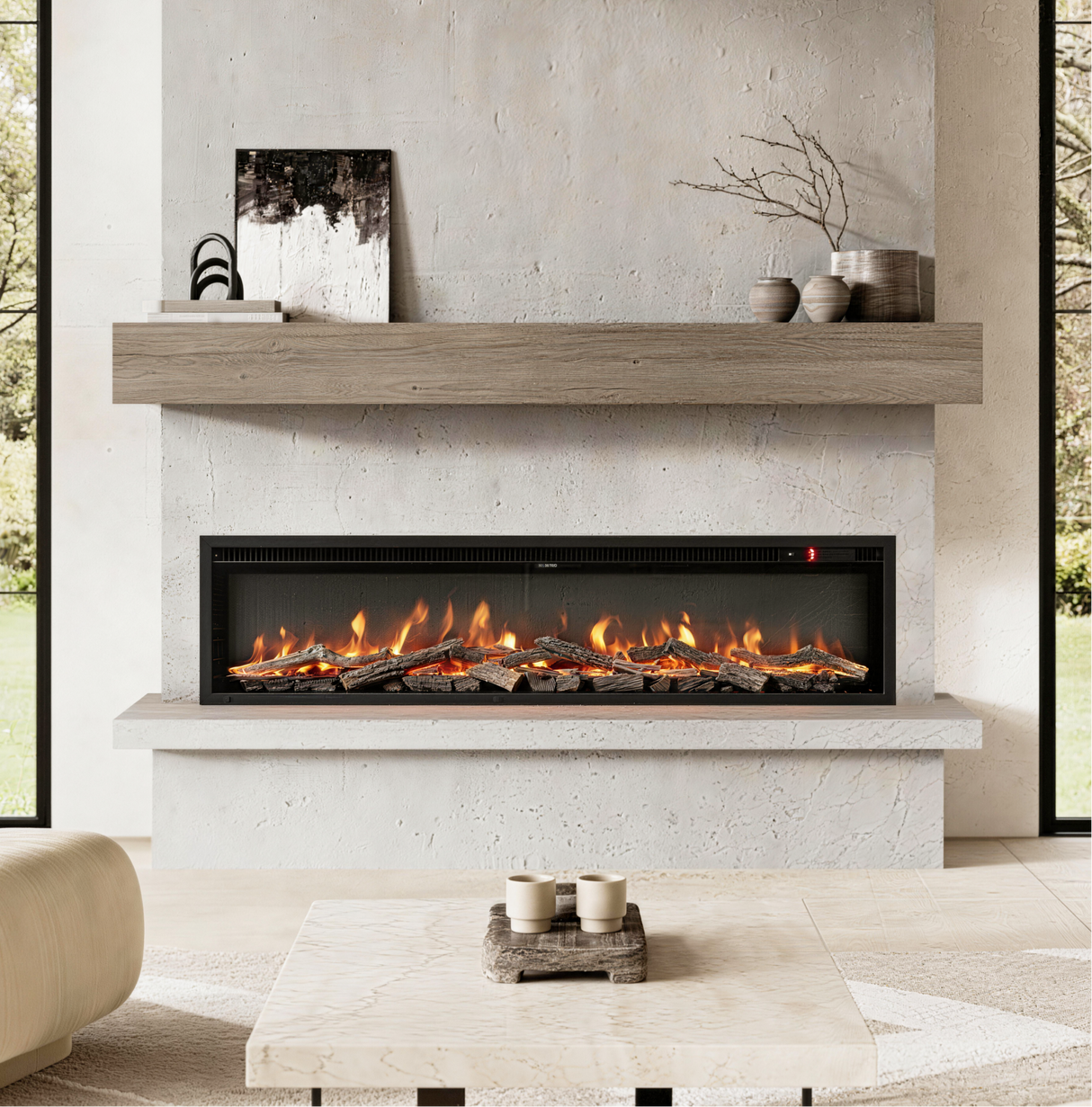 70 Inch Wall Mounted Freestanding Electric Fireplace with Remote 9 Flame Colours