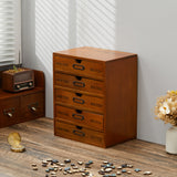 Rustic Vintage Wooden Desk Storage Box 5 Drawer Organizer