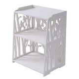 White Tree Bird Design Bedside Table Nightstand with 2 Storage Shelves