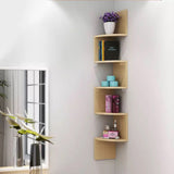 Wooden Corner Shelf Tiered Wall Mount Storage Rustic Display