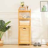 Bamboo Laundry Hamper with Shelves Large Capacity Removable Bag