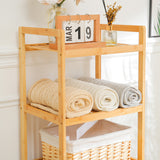 Bamboo Laundry Hamper with Shelves Large Capacity Removable Bag