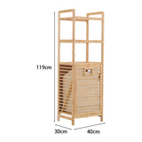 Bamboo Laundry Hamper with Shelves Large Capacity Removable Bag