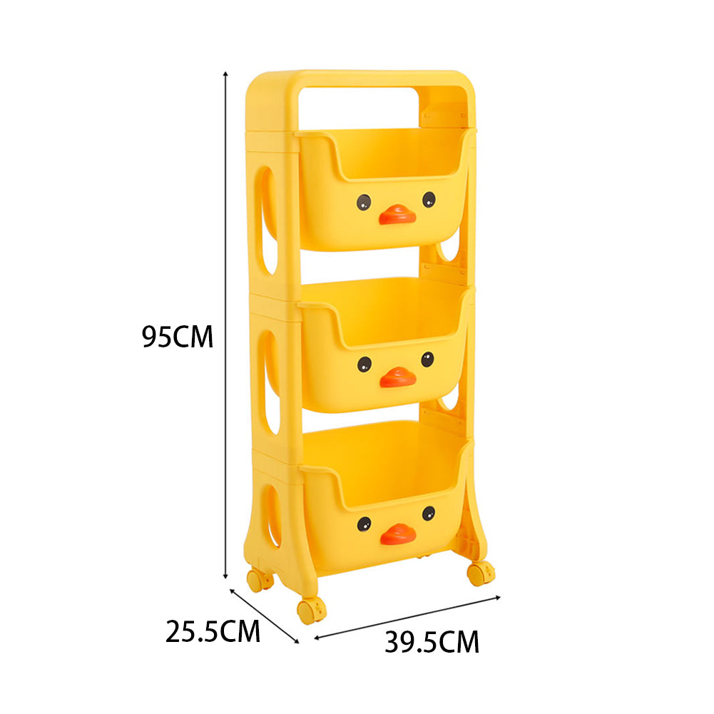 Yellow Duck Kids Toy Rack Storage Organizer with Wheels