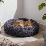 Dark Grey 50cm Round Donut Plush Dog Cuddler Bed