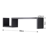 Set of 2 Black Floating Wall Shelves Modern Storage Shelves