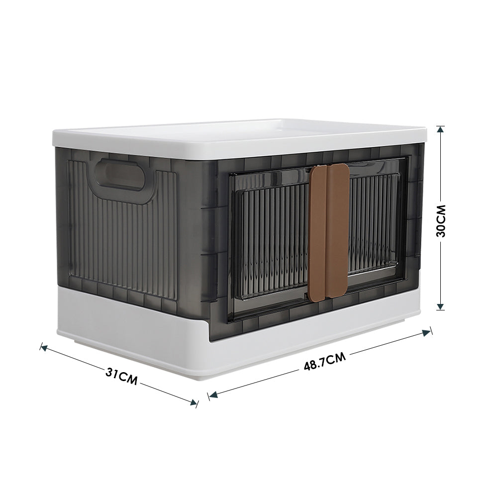32L Double Door Collapsible Foldable Organizer Storage Box with Top Lid