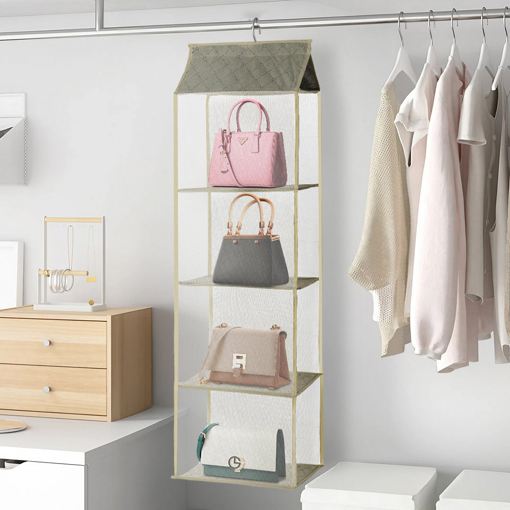 Hanging Handbag Organizer with Breathable Mesh and Heavy-Duty Hooks