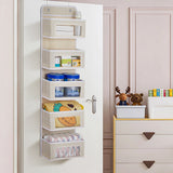 5 Pockets Foldable Non Woven Fabric Organizer Over the Door with Clear Window