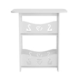 White 2 Tier Nightstand Side Table with Cutout Patterns