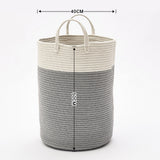 Extra-Large Cotton Laundry Basket with Pom-Pom Handles and Foldable Design