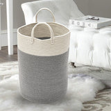 Extra-Large Cotton Laundry Basket with Pom-Pom Handles and Foldable Design