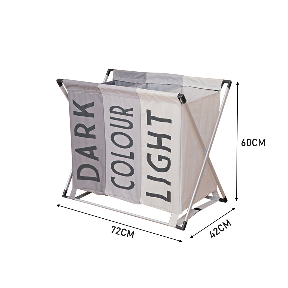 3 Compartment Laundry Sorter Waterproof Oxford Fabric Aluminium Frame