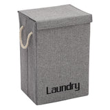 Grey Foldable Linen Laundry Basket Retro Design Hemp Handles