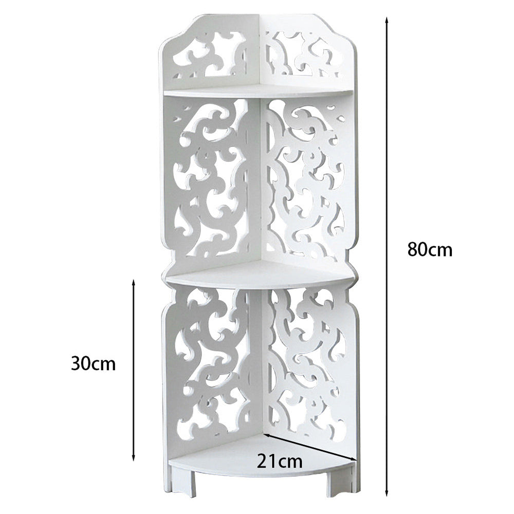 3-Tier Corner Storage Rack MDF Waterproof Shelf