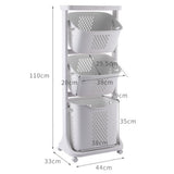 Rolling Laundry Basket with Tilted Bins and Large Capacity Storage Organizer