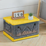 47L Durable Plastic Transparent Stackable Storage Box with Wheels Handles