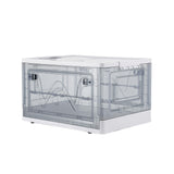 47L Durable Plastic Transparent Stackable Storage Box with Wheels Handles