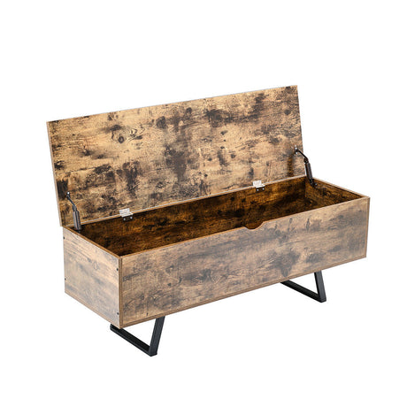 Industrial Style Wooden Flip Top Storage Bench Storage Cabinet