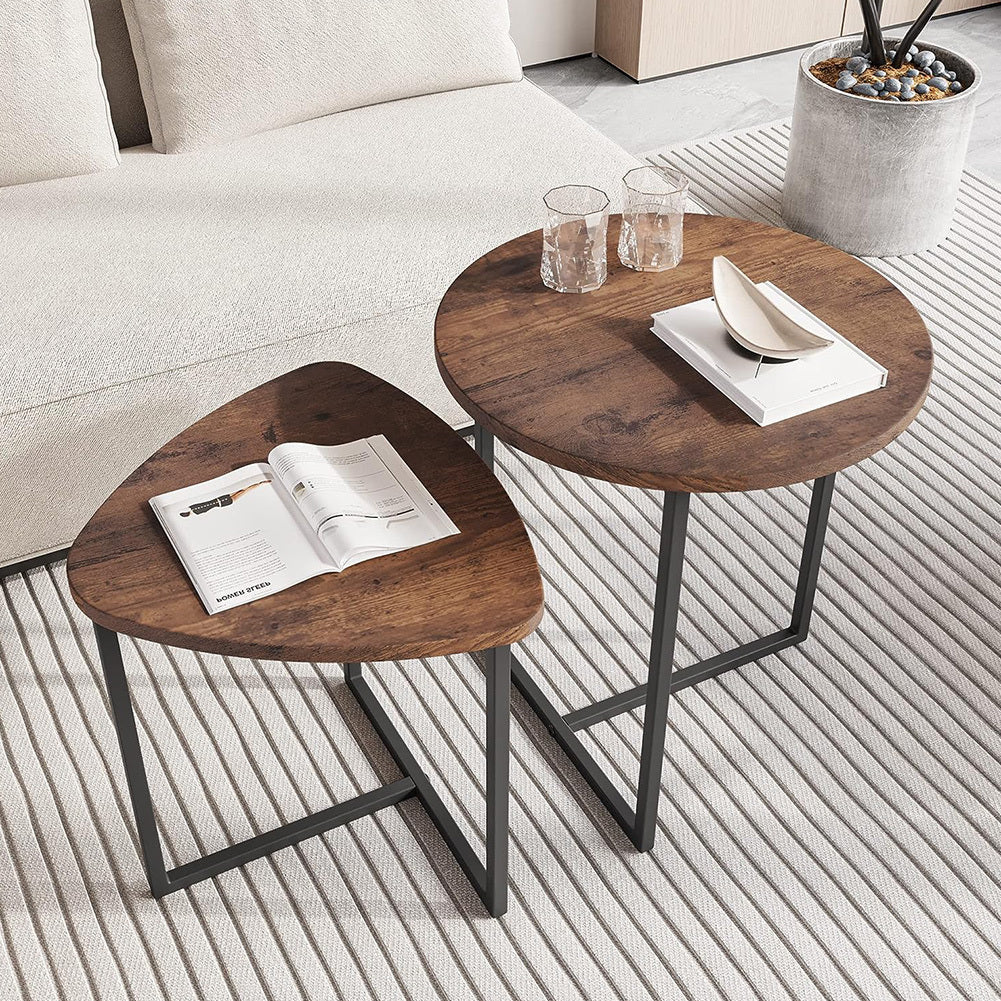 Nesting Coffee Table Set with Round and Triangle Tables