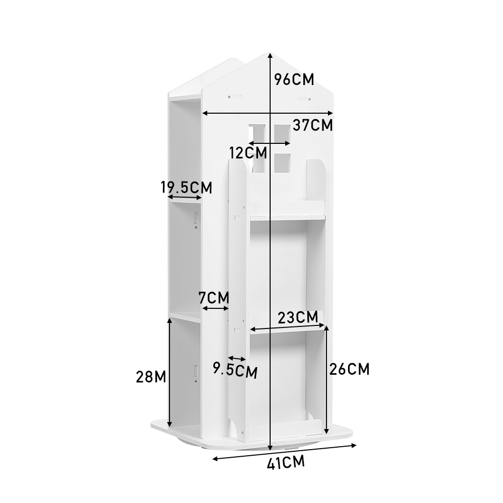 Kids House Frame Design Rotating Eco Friendly Storage BookShelf