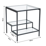 Tempered Glass Side Table Ladder Design Small Living Room Storage