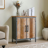 Industrial Storage Cabinet with Fir Wood and Metal Frame
