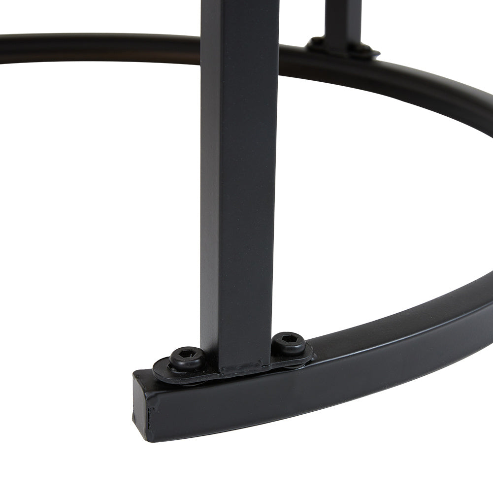 Set of 2 Modern Round Nesting Coffee Table Set with Glass Top Tables