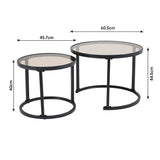 Set of 2 Modern Round Nesting Coffee Table Set with Glass Top Tables