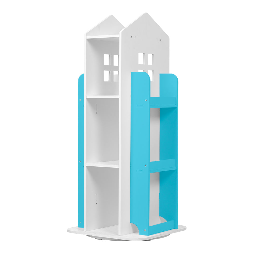 Kids House Frame Design Rotating Eco Friendly Storage BookShelf
