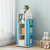 Kids House Frame Design Rotating Eco Friendly Storage BookShelf
