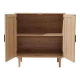 Oak Rattan Sideboard with Storage Elegant Wooden Cabinet