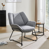 Modern Linen Armchair Comfortable Accent Chair with Metal Frame