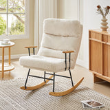 Adjustable Sherpa Upholstered Rocking Chair with Comfort Support