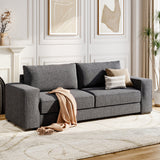 3 Seater Grey Sofa With Deep Foam Cushions Polyester Fabric