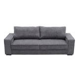 3 Seater Grey Sofa With Deep Foam Cushions Polyester Fabric