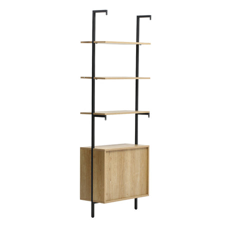 Rattan Doors Durable Storage Cabinet with Wooden Bookshelf