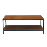 Modern Walnut Industrial Metal Frame Coffee Table with Storage Two Tier