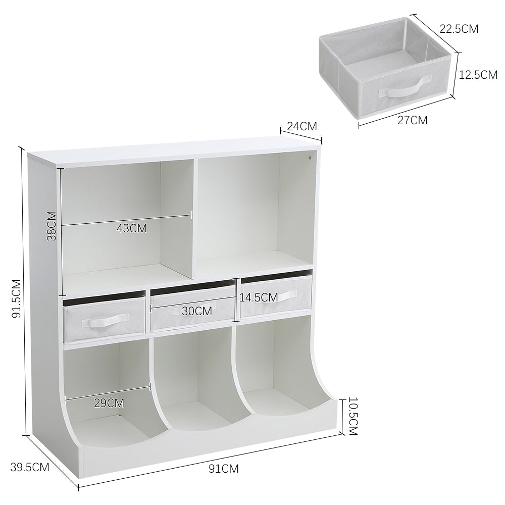 Kids Toy Storage Organizer Cabinet with Open Shelves and Drawers