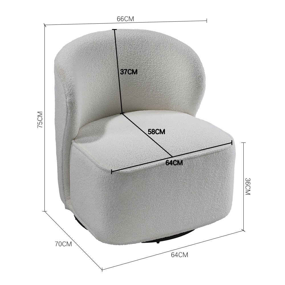 Sherpa Swivel Leisure Chair Plush Padded Seat Durable Wooden Frame