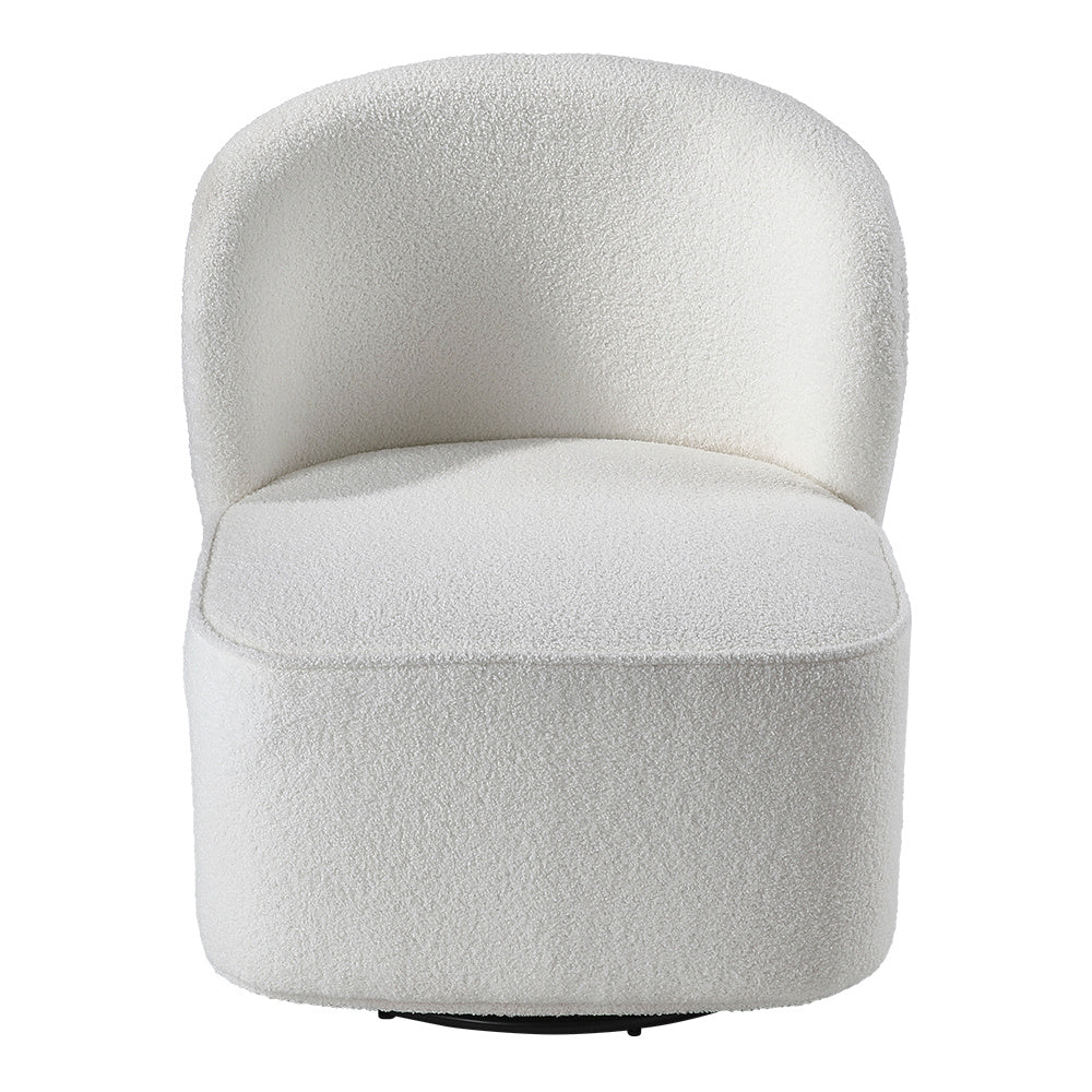 Sherpa Swivel Leisure Chair Plush Padded Seat Durable Wooden Frame