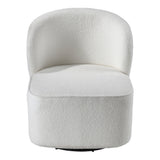 Sherpa Swivel Leisure Chair Plush Padded Seat Durable Wooden Frame