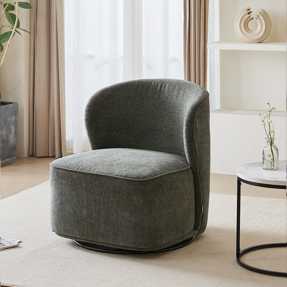 Sherpa Swivel Leisure Chair Plush Padded Seat Durable Wooden Frame