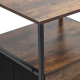 Rustic Industrial Wooden Storage Cabinet with 2 Drawers and Shelf