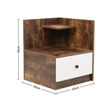 Urban Style Wooden Nightstand Bedside Table with Drawer and Open Shelves