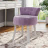 Velvet Buttoned Vanity Stool with Plush Seat and Curved Backrest