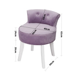 Velvet Buttoned Vanity Stool with Plush Seat and Curved Backrest