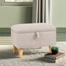 2-in-1 Linen Storage Organizer Ottoman Footstool with Cushion and Rubberwood Legs